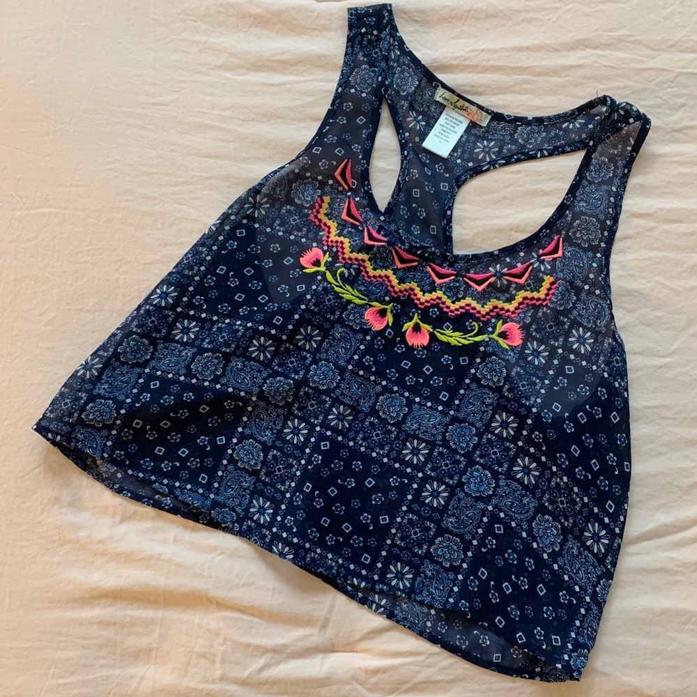 H&M Floral Embroidered Tank Top